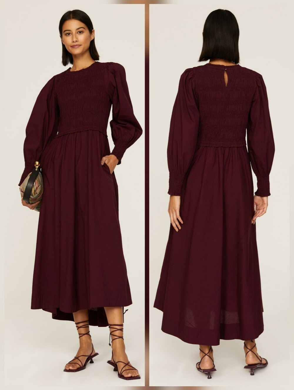 Apiece Apart Altro Maxi Cotton Dress Hourglass Long Sleeves Crewneck Size S